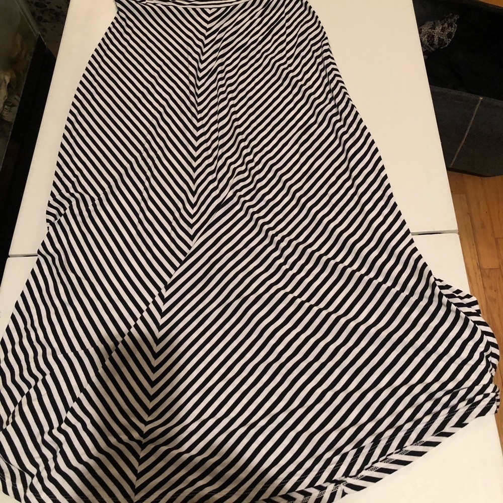 MERONA XL black & white maxi skirt diagonal stripe, shirred at waist